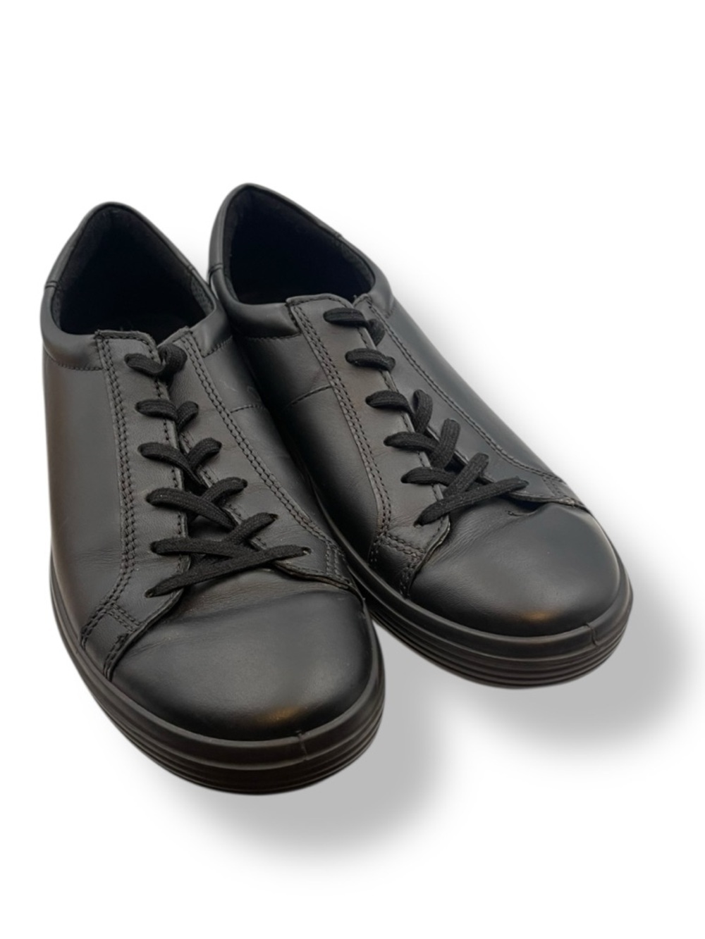 Ecco Women's Soft 7 Sneaker Black Leather Lace-Up Sneakers Size US 10-10.5 EU 41